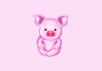 Obraz na płótnie Canvas Little pig. Cute watercolor illustration
