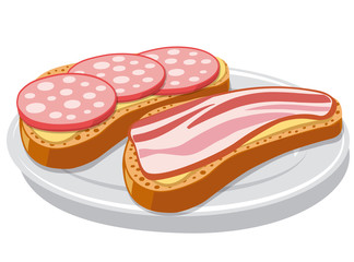 sandwich with bacon and sausages