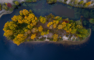 Autumn landscape aerial view.