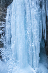 Detail of icefall in a winter landscape.