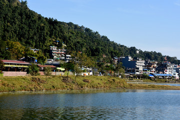 Buildings and hotels at Lake Pokhara 