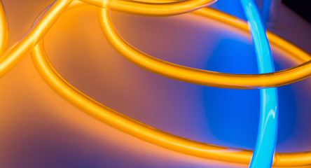 Neon lamp circle shape gold and blue color