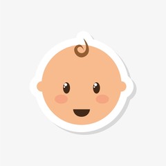 Cute baby sticker, baby face icon 
