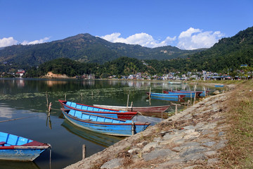 Buildings and hotels at Lake Pokhara 