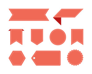 Vector Badges Labels and Stickers Set Red