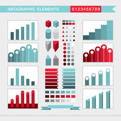 Infographic elements charts, graph, diagram, arrows,signs,bars, buttons,borders etc.  Vector illustration