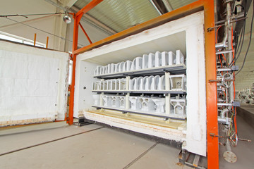 ceramic toilet semi finished products in the kiln