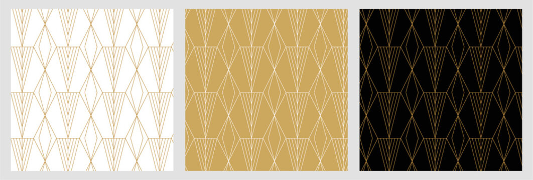 Seamless  abstract pattern for christmas background with elegant golden vector lines