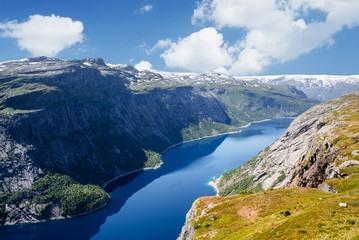 Ringedalsvatnet lake near Trolltunga trai, Norway
