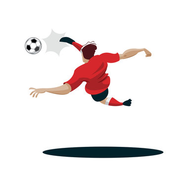 6942879 Soccer Player Kicking Ball. Vector Illustration