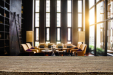 Desk wood space platform at office in morning lightFor product display montage.