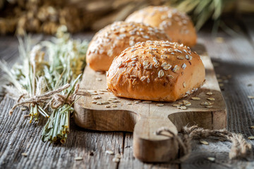 Healthy and fresh rolls with oat flakes