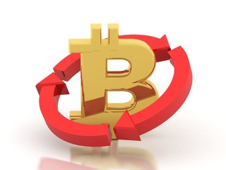 3d rendering bitcoin sign 