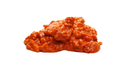 Roasted red pepper and eggplant dish, salad isolated on white background