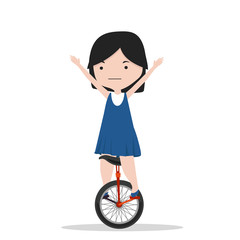 small girl riding a unicycle