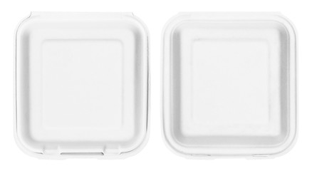 Food box or container isolated on white background. Fast food package made from natural paper material. ( Clipping path )
