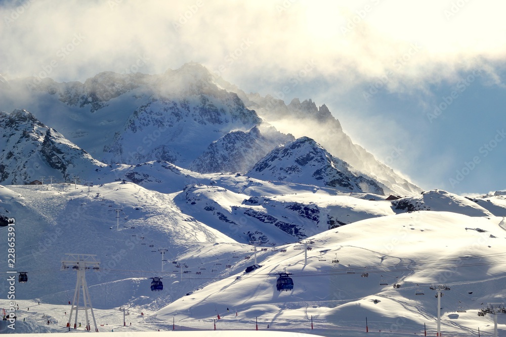 Wall mural Montains in french Alps, Val Thorens