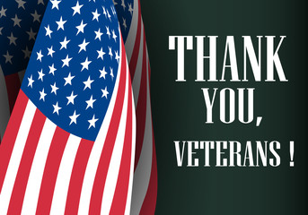 Creative poster design for veterans day with text. Thank you, veterans. November 11