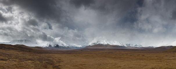High resolution panoramic image of mountains, Altai Russia