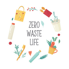 Zero Waste concept design with elements.