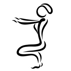 Exercise Woman squats, abstract black sketch, sport