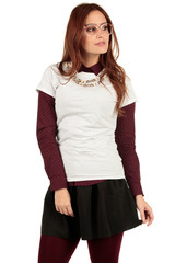 Blank t-shirt mock-up - Cute preppy, fashion geek girl ready for your design