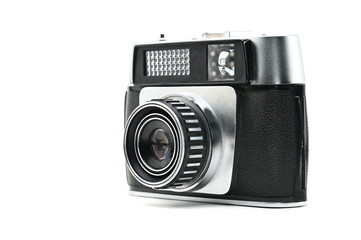 Old camera on isolated background.Photocamera