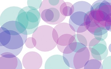 Multicolored translucent circles on a white background. Green tones. 3D illustration