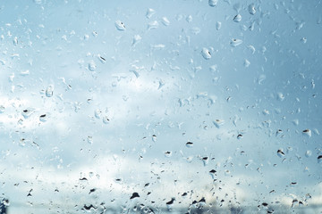 Water drops on glass for background