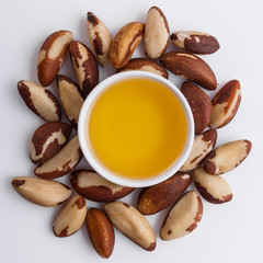 brazil nut on a white acrylic background