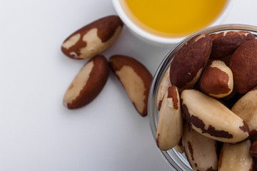 brazil nut on a white acrylic background