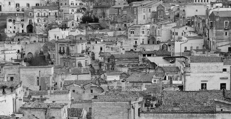 Scenic view of the "Sassi" district in Matera, in the region of Basilicata, in Southern Italy.