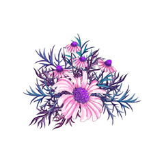 Watercolor floral composition