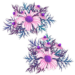 Watercolor floral composition