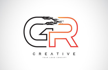 GR Creative Modern Logo Design with Orange and Black Colors. Monogram Stroke Letter Design.