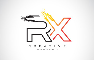 RX Creative Modern Logo Design with Orange and Black Colors. Monogram Stroke Letter Design. - obrazy, fototapety, plakaty
