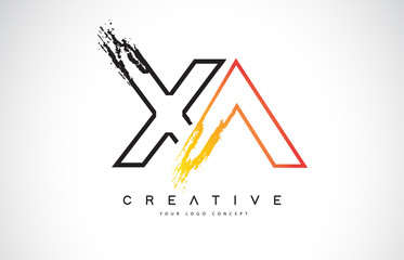 XA Creative Modern Logo Design with Orange and Black Colors. Monogram Stroke Letter Design.