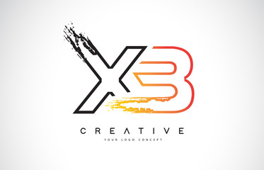 XB Creative Modern Logo Design with Orange and Black Colors. Monogram Stroke Letter Design.