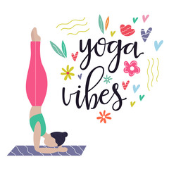 Yoga girl. Yoga vibes colorful concept poster