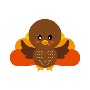 cartoon cute turkey vector