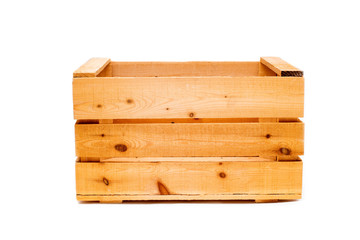 wooden large box on white isolated background