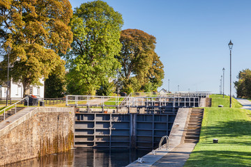 Lock gates, part of Neptunes Staircase on the Caledonian Canal, Fort William, Highland, UK