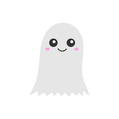 Cute hand drawn spooky ghost vector illustration. Halloween scary white spook, isolated.