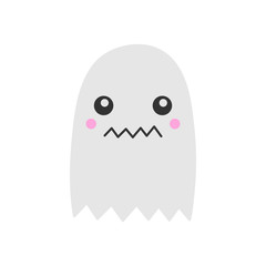Obraz na płótnie Canvas Cute hand drawn spooky ghost vector illustration. Halloween scary white spook, isolated.