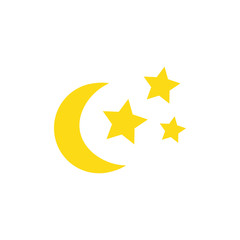 Obraz premium Cute hand drawn moon and stars vector illustration. Shiny crescent moon and sparkles. Halloween themed, night sky objects, isolated.