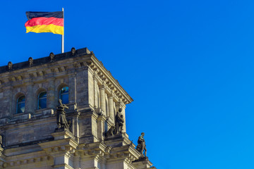 German flag. German flag against the sky