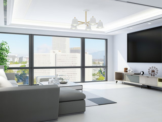 TV and TV cabinet in the spacious living room
