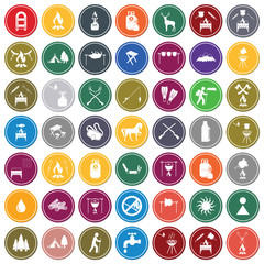 Set of travel and camping equipment icons