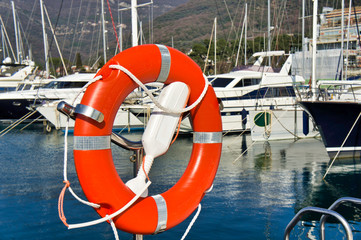 Lifebuoy on the background of water.