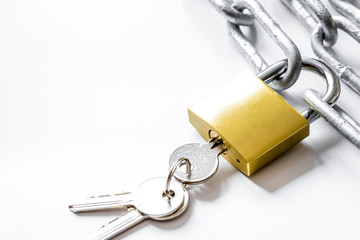 concept data protection metal chain on white background